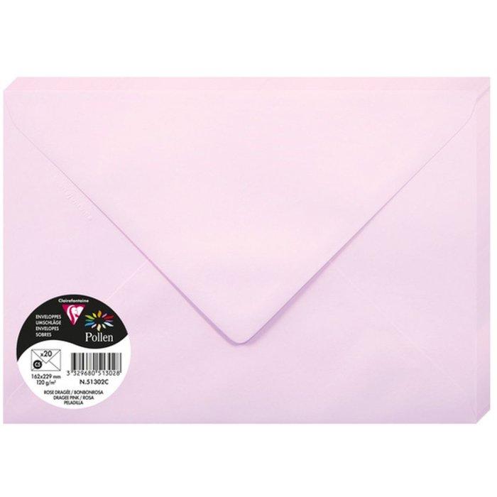 Pak van 20 enveloppen pollen, c5 162x229mm, 120g snoep roze