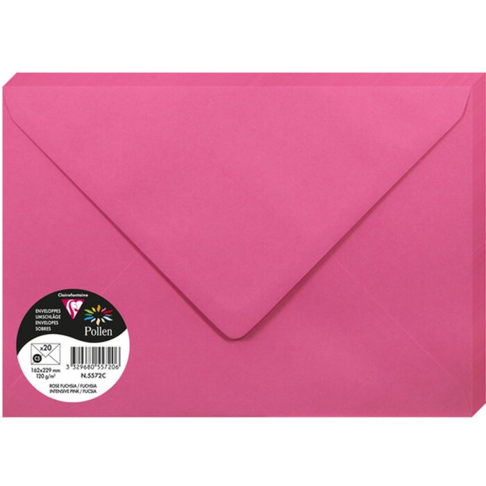 Pak 20 enveloppen pollen, c5 162x229mm, 120g fuchsia