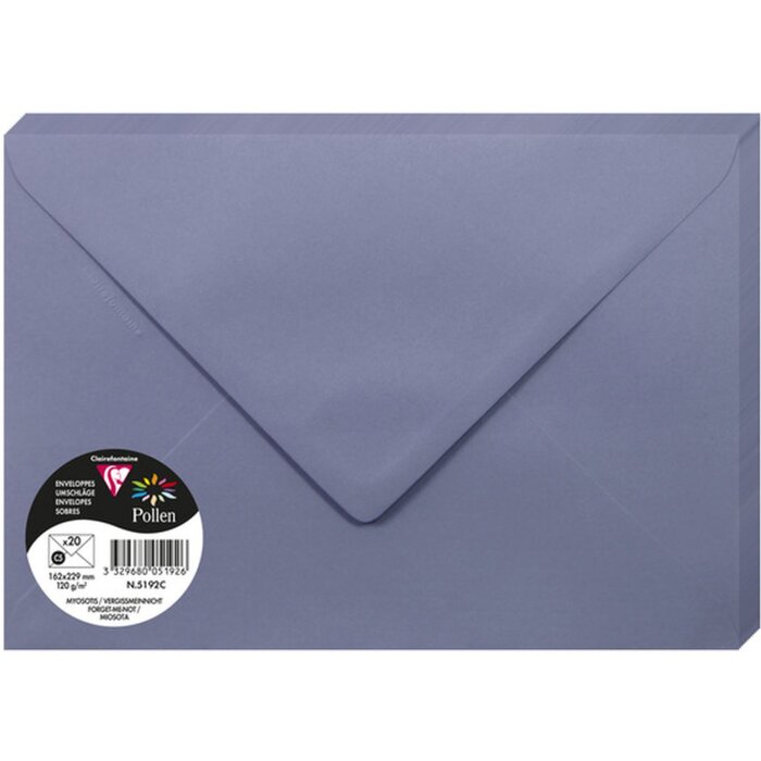 Pak 20 Enveloppen Pollen, C5 162x229mm, 120g vergeet-mij-niet blauw