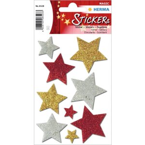 herma kerst stickers kleurrijke glitter sterren