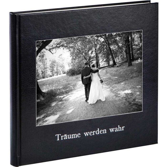 Gastenboek kolara met embossing en foto zwart