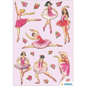 herma roze ballerina sticker met kralen oppervlak