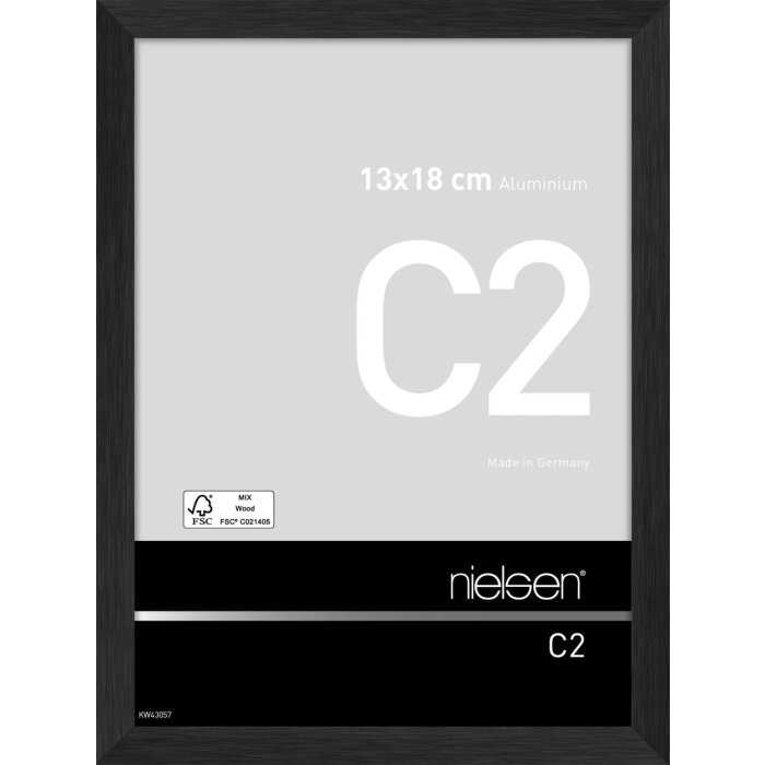 Nielsen Aluminium lijst c2 13x18 cm structuur zwart mat