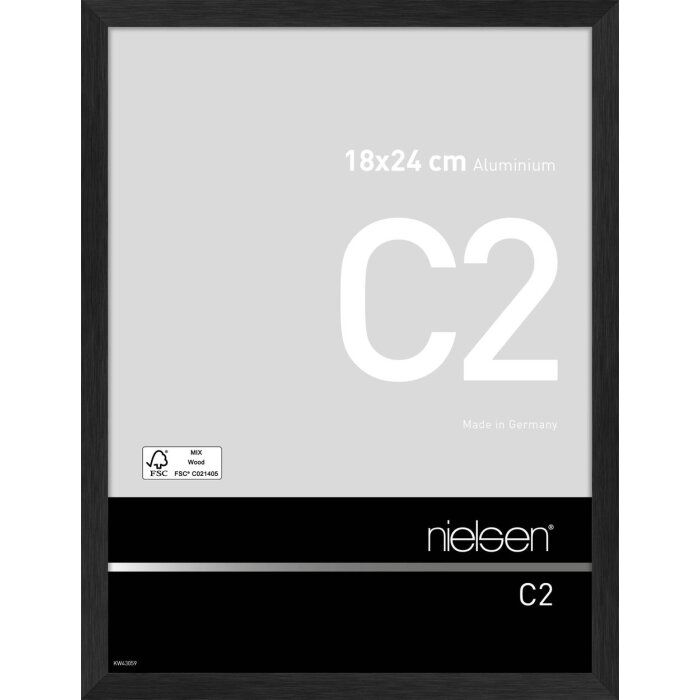 Nielsen Aluminium lijst c2 18x24 cm structuur zwart mat