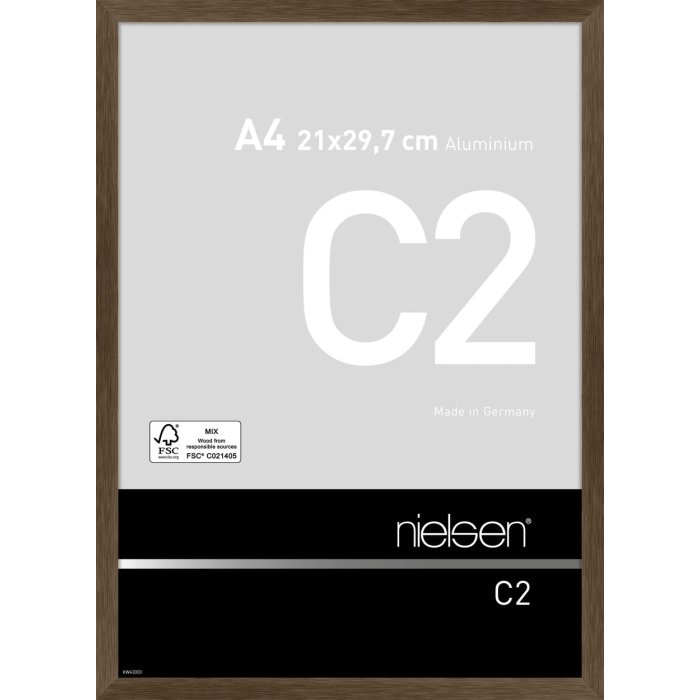 Nielsen Aluminium lijst c2 21x29,7 cm structuur notenhout mat