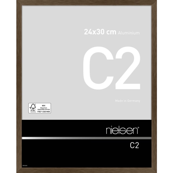 Nielsen Aluminium lijst c2 24x30 cm structuur notelaar mat