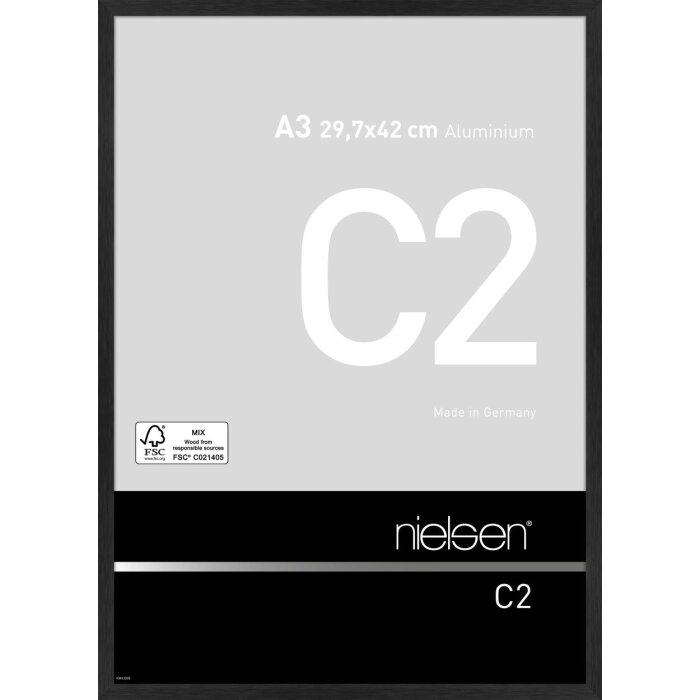 Nielsen Aluminium lijst c2 29,7x42 cm structuur zwart mat