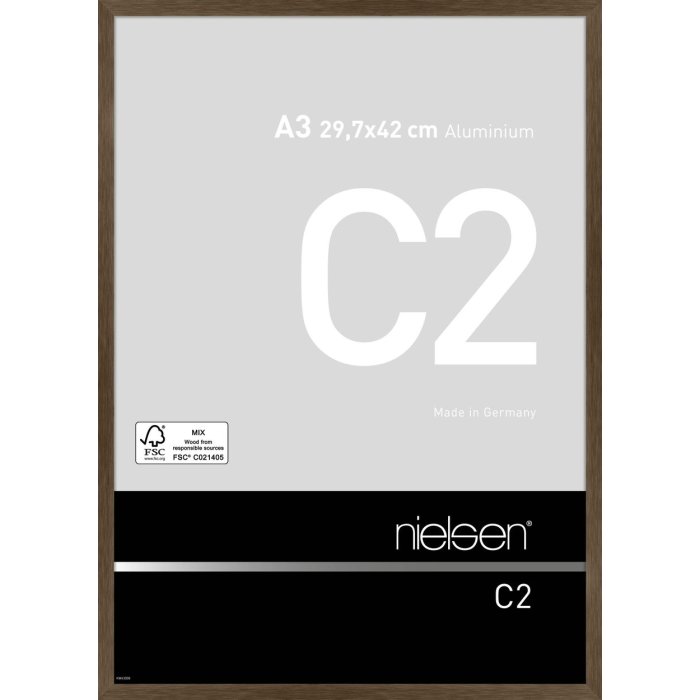 Nielsen Aluminium lijst c2 29,7x42 cm structuur walnoot mat