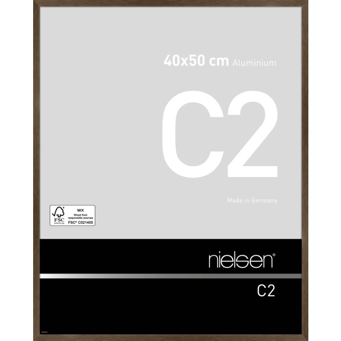 Nielsen Aluminium lijst c2 40x50 cm structuur notelaar mat