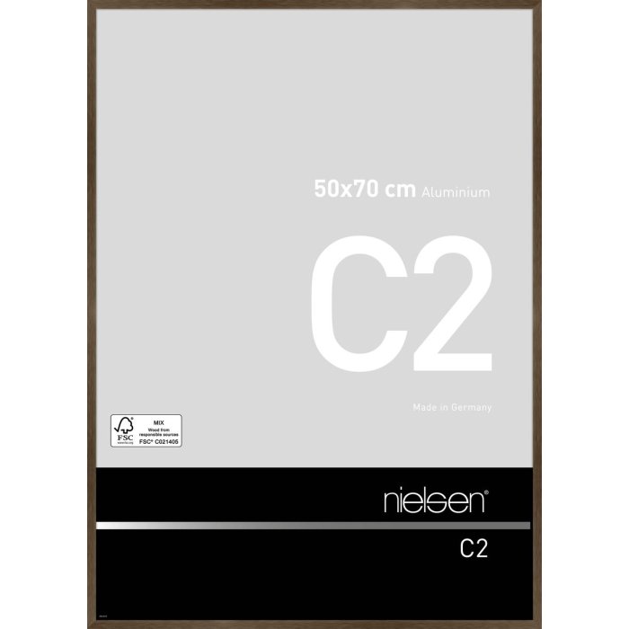 Nielsen Aluminium lijst c2 50x70 cm structuur notelaar mat