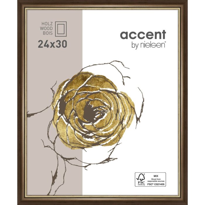 Ascot houten lijst 18x24 cm donkerbruin-goud