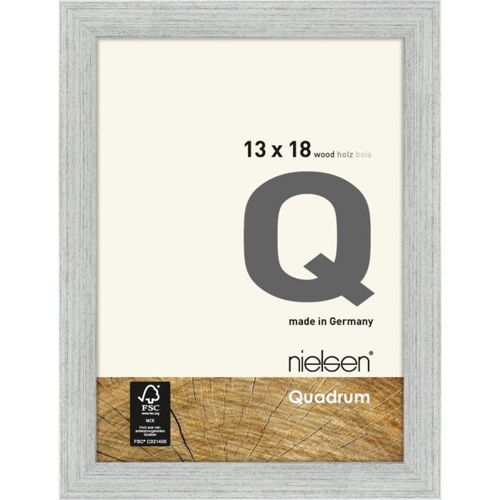 Houten clip-on lijst Quadrum 13x18 cm zilver