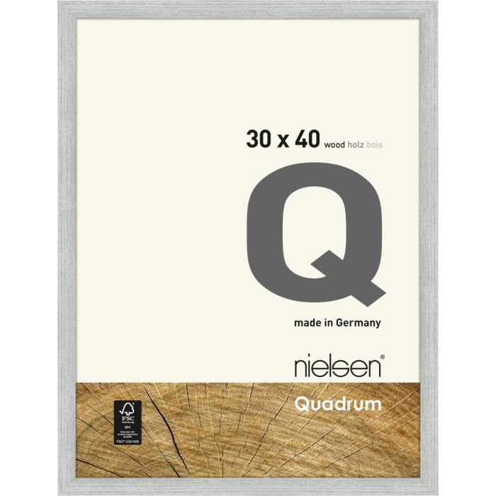 Houten clip-on lijst Quadrum 30x40 cm zilver