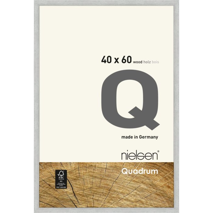 Houten clip-on lijst Quadrum 40x60 cm zilver