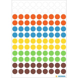 herma multifunctionele etiketten assorti kleuren ø 8 mm rond papier mat 540 st.