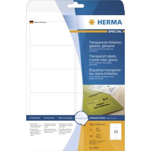 herma etiketten transparant kristal helder a4 96x50,8 mm...