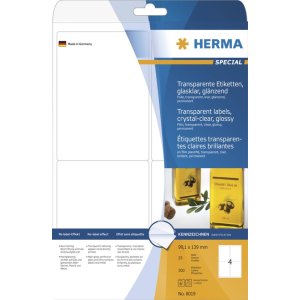 herma etiketten transparant kristal helder a4 99,1x139 mm...