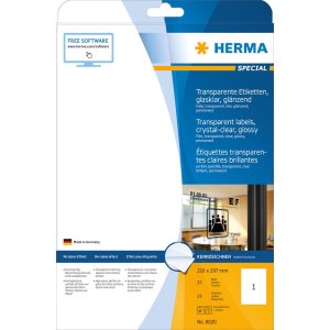 herma etiketten transparant kristal helder a4 210x297 mm...