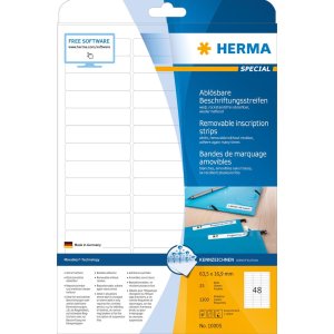 herma verwijderbare etiketteerstroken a4 63,5x16,9 mm wit...