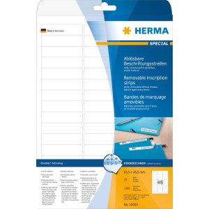 herma verwijderbare etiketteerstroken a4 63,5x16,9 mm wit Movables-verwijderbaar papier mat 1200 st.